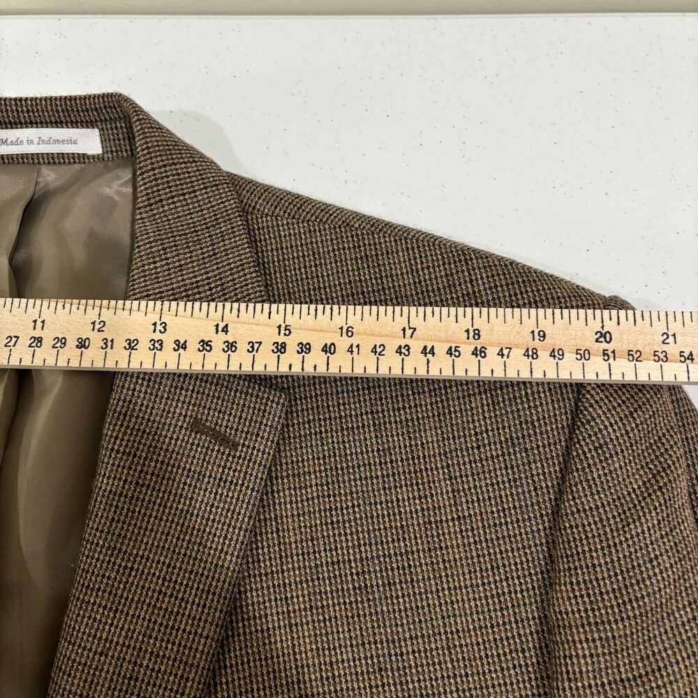 Chaps Ralph Lauren Men's Brown Check 100% Wool Sport Coat Blazer 48L 2-Button - Picture 11 of 14